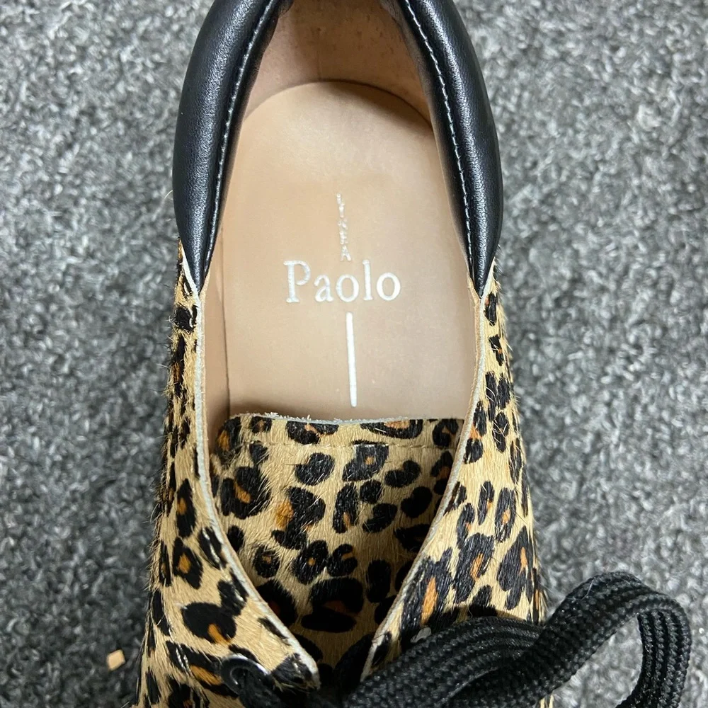 Paolo Leopard-Print Platform Sneakers in Black and Tan - Picture 6 of 7